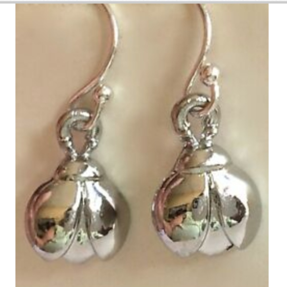 Silver Ladybug Earrings Hypoallergenic Dainty Plated Charms Dangle Sensitive Ear